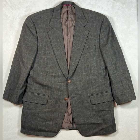 Samuelsohn Made in Canada 100% Wool Brown Plaid Classic Sports Coat Blazer EUC - Picture 1 of 15